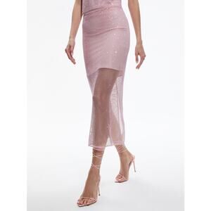 Alice + Olivia Maeve Crystal-Embellished Midi Skirt pink size 12